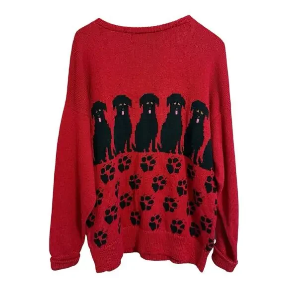 Unique 1 Native Mainer Cable Dog Knit Sweater Size Large - Picture 2 of 5